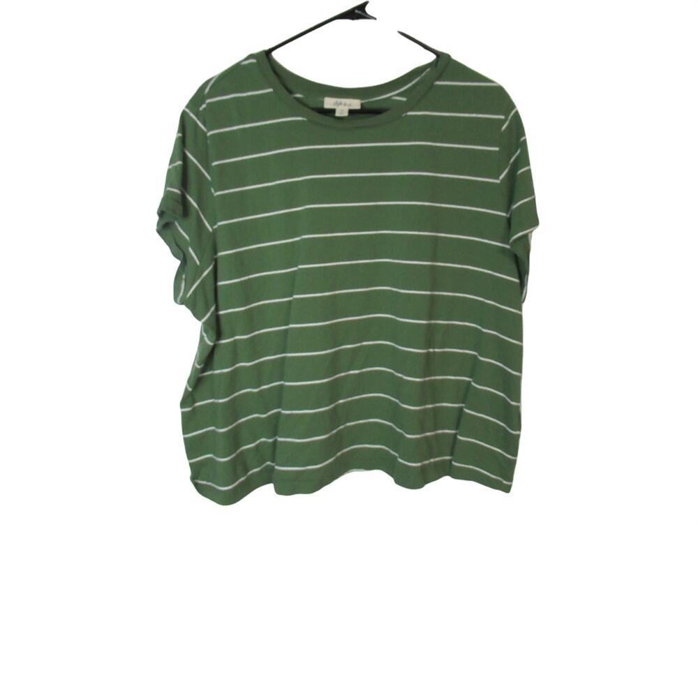 Style & Co Green and White Stripe Shirt